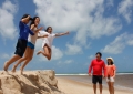 Os trigêmeos Ricardinho, Gabriela e Fernanda se divertiram sob os olhares do pais Ricardo e Cristina, de São Paulo.